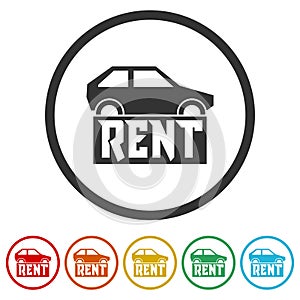 Car rental sign ring icon isolated on white background color set