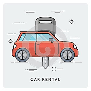 Car rental. Thin line concept.