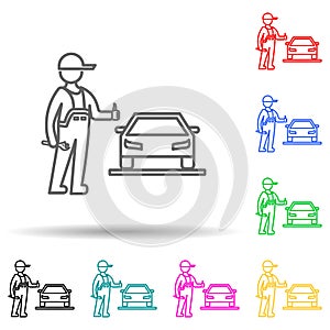 car repair is completed multi color style icon. Simple thin line, outline vector of cars service and repair parts icons for ui and