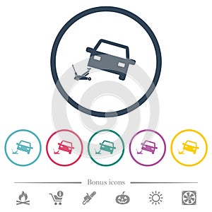Car repair flat color icons in round outlines