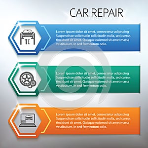 Car-repair-horizontal-banner-set-gray-background