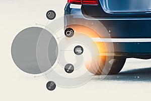 Car repair service concept, car service icon on transparent circle banner