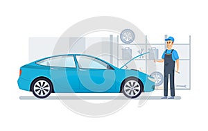 Car repair, service, diagnostics car in building auto service.