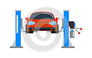 Car repair service diagnostics cartoon flat vector illustration.