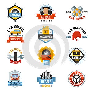 Car repair service logo auto badge emblems mechanic template design automobile vehicle garage concept vector