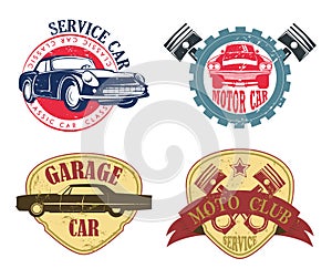 Car repair or service logo, garage and motor icon