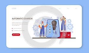 Car repair service web banner or landing page. Automobile