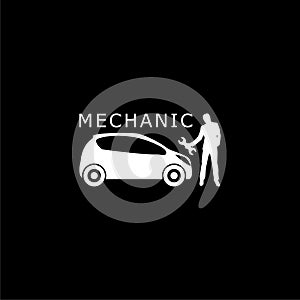 Car Repair Service Workshop Mechanic icon or logo on dark background