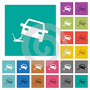 Car repair square flat multi colored icons