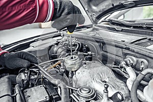 Car repair. Under the hood of the car.