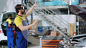 Car repairman using virtual reality