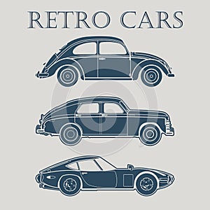 car retro 50s 60s 70s vector poster