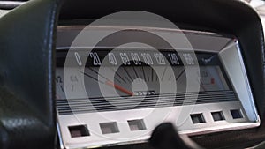 Car Retro Dashboard. Vintage Retro Speedometer and Instrument Panel of Old Car