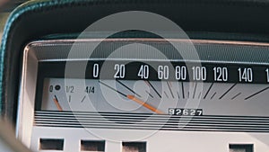 Car Retro Dashboard. Vintage Retro Speedometer and Instrument Panel of Old Car