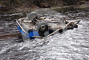 Car in the river