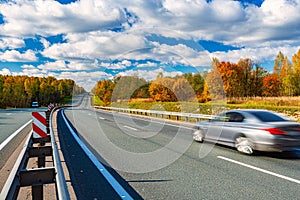 Car on road in Bavaria, Germany, Europe