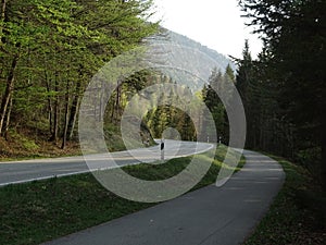 Car road and bike path to Sylvenstein lake photo