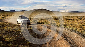 Car on road in the Mongolia