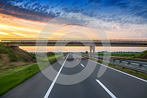 Car on the road with motion blur background