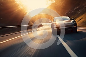 car on the road with motion blur background,colorful image. Generative AI