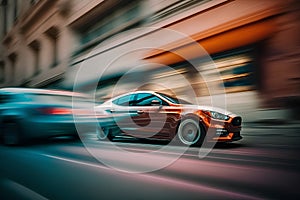 Car on the road with motion blur background. Concept of speed.