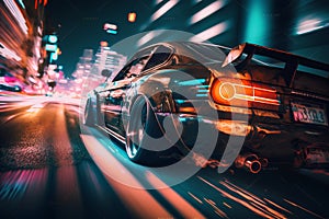 Car on the road with motion blur background. Concept of speed.