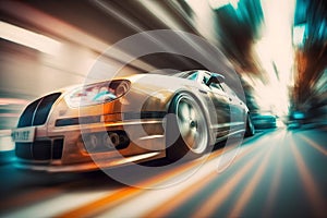 Car on the road with motion blur background. Concept of speed.