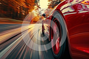 car on the road with motion blur background. Concept of speed and motion.