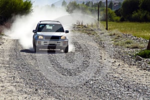 A car on the road of Pamirs