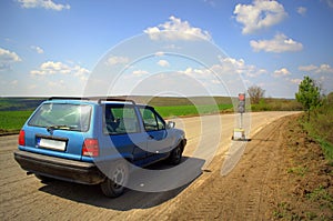 Car at road under repair