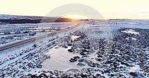 Car on the road in winter