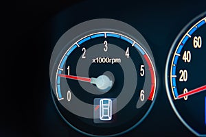 Car RPM gauge at idle speed