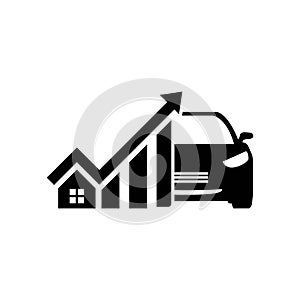 Car running costs icon. Cost of living. Price growth. Vector icon isolated on white background