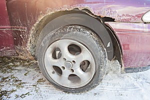 Car rust in detail. fender