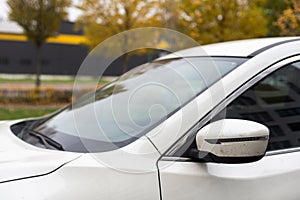 car's windshield rain wiper. window