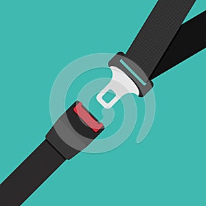 Car safety belt. Seatbelt safe buckle icon isolated. Security strap fasten accident insurance photo