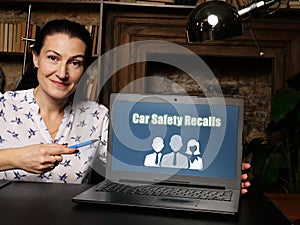 Car Safety Recalls phrase on laptop