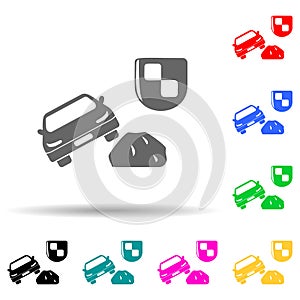 car and safety shield multi color style icon. Simple glyph, flat vector of insurance icons for ui and ux, website or mobile