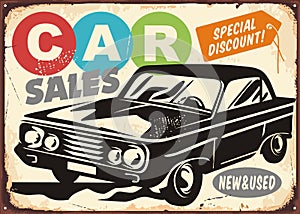 Car sales vintage commercial advertisement