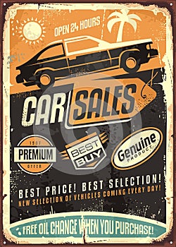 Car sales vintage vector sign design