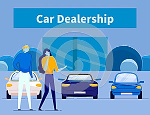 Car Salesman and Customer in Dealership Showroom