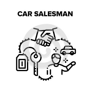 Car Salesman Vector Black Illustrations