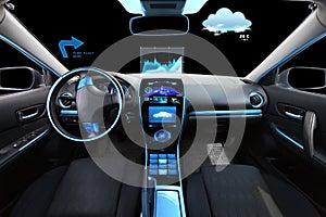 Car salon with navigation system and meteo sensors photo