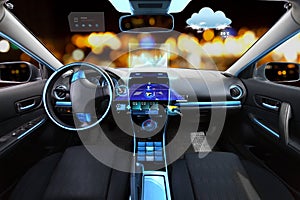 Car salon with navigation system and meteo sensors photo