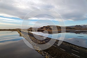 Car on a scenic road near Vik, Iceland