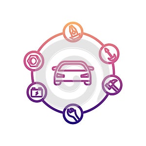 car searching problem nolan icon. Simple thin line, outline vector of Cars service and repair parts icons for ui and ux, website