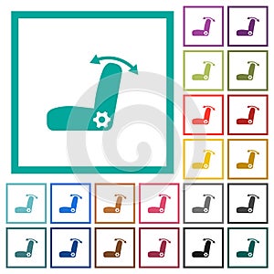 Car seat adjustment flat color icons with quadrant frames