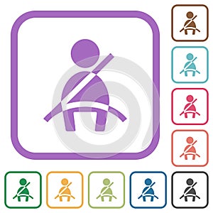 Car seat belt warning indicator simple icons