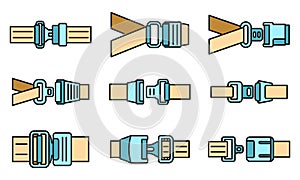 Car seatbelt icons set vector color