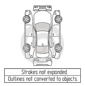 Car sedan outline inspection form scheme for car rent and insurance application